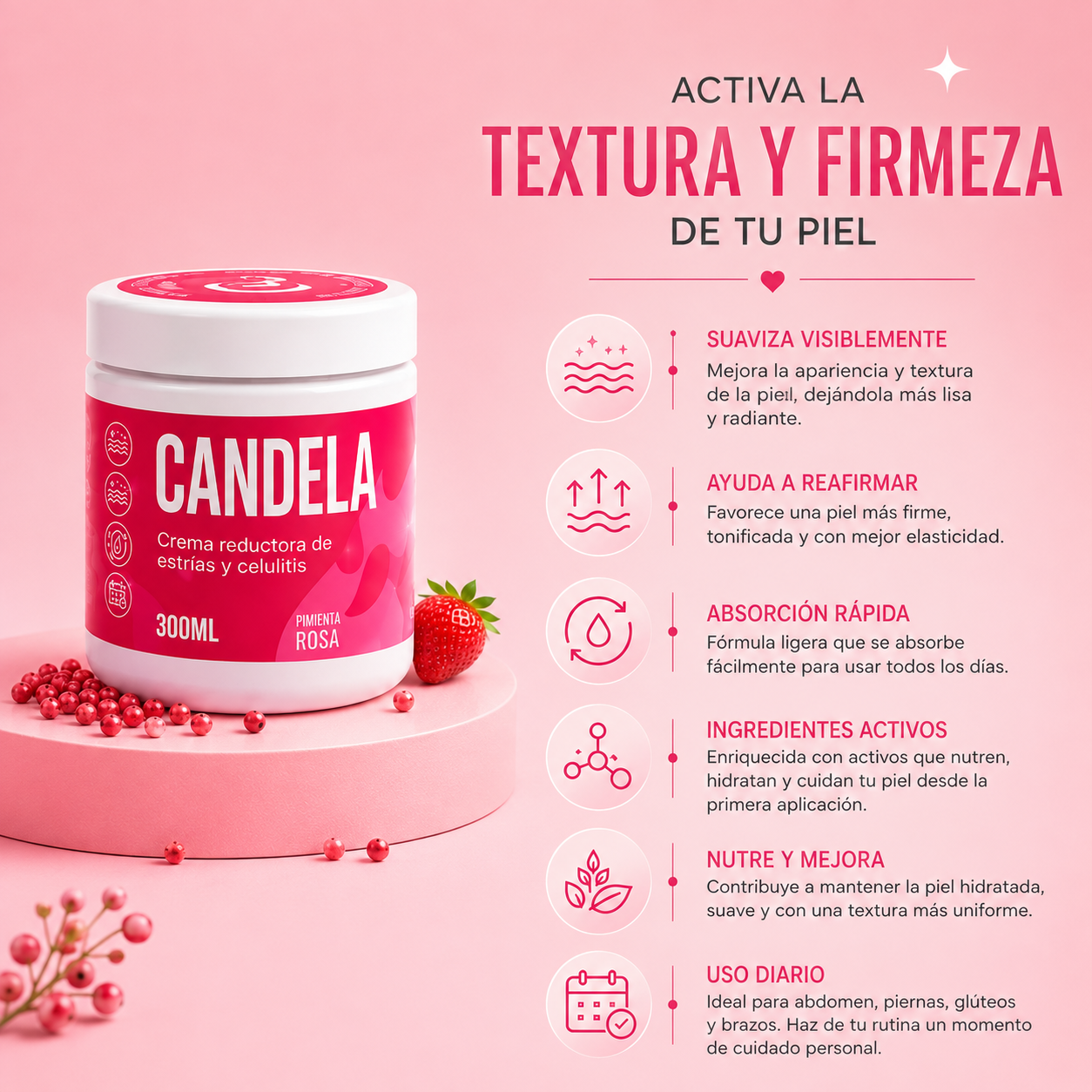 Crema Candela® – Pimienta Rosa (300 ml)